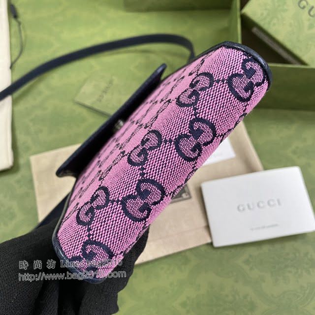 Gucci专柜新款女包, 古驰GG Marmont印花布磁扣手机包 Gucci单肩斜挎包 657582  gdj1715